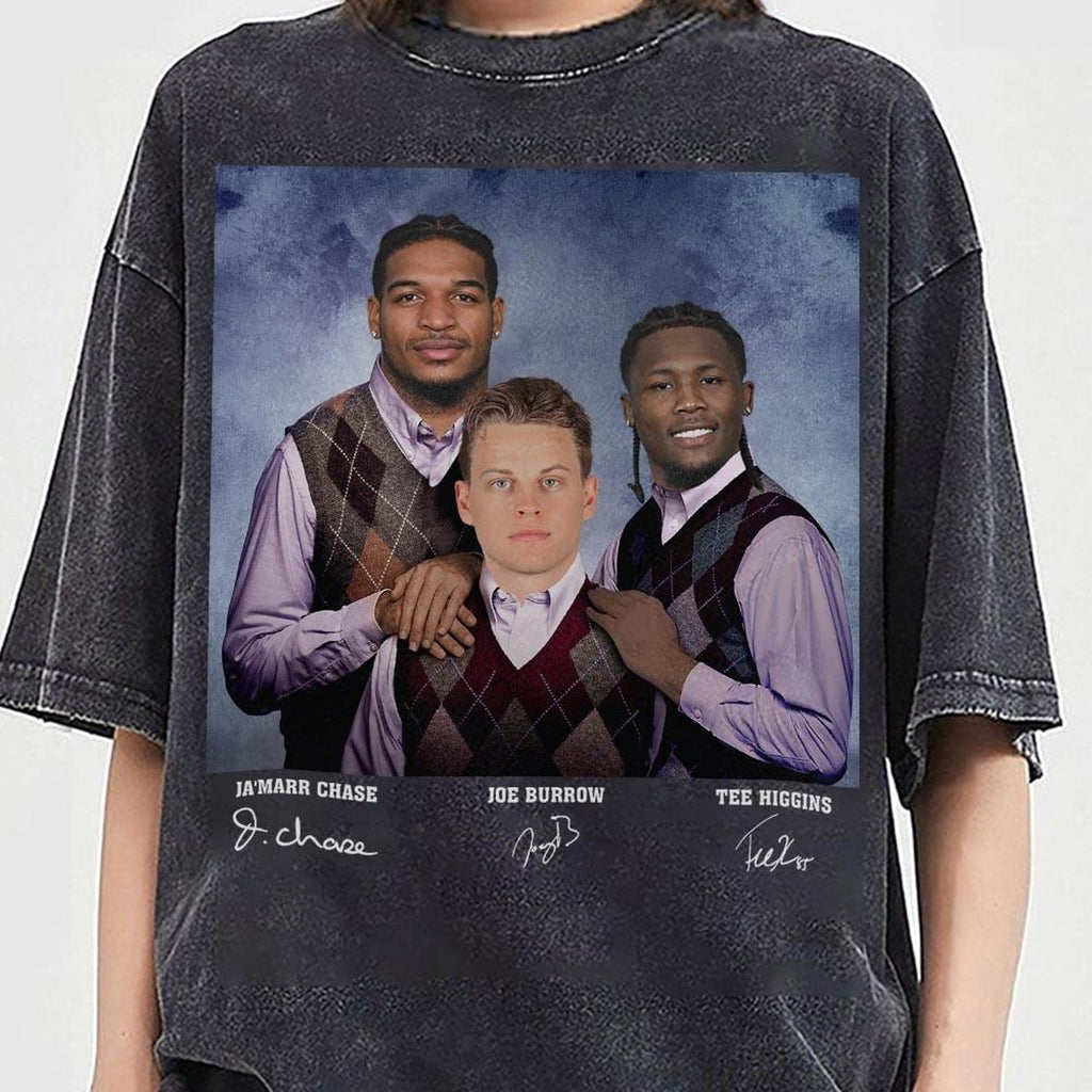 Ja'Marr Chase Joe Burrow Tee Higgins Football Shirt, Cincinnati Step Bros Tee, Funny Football Gift Unisex