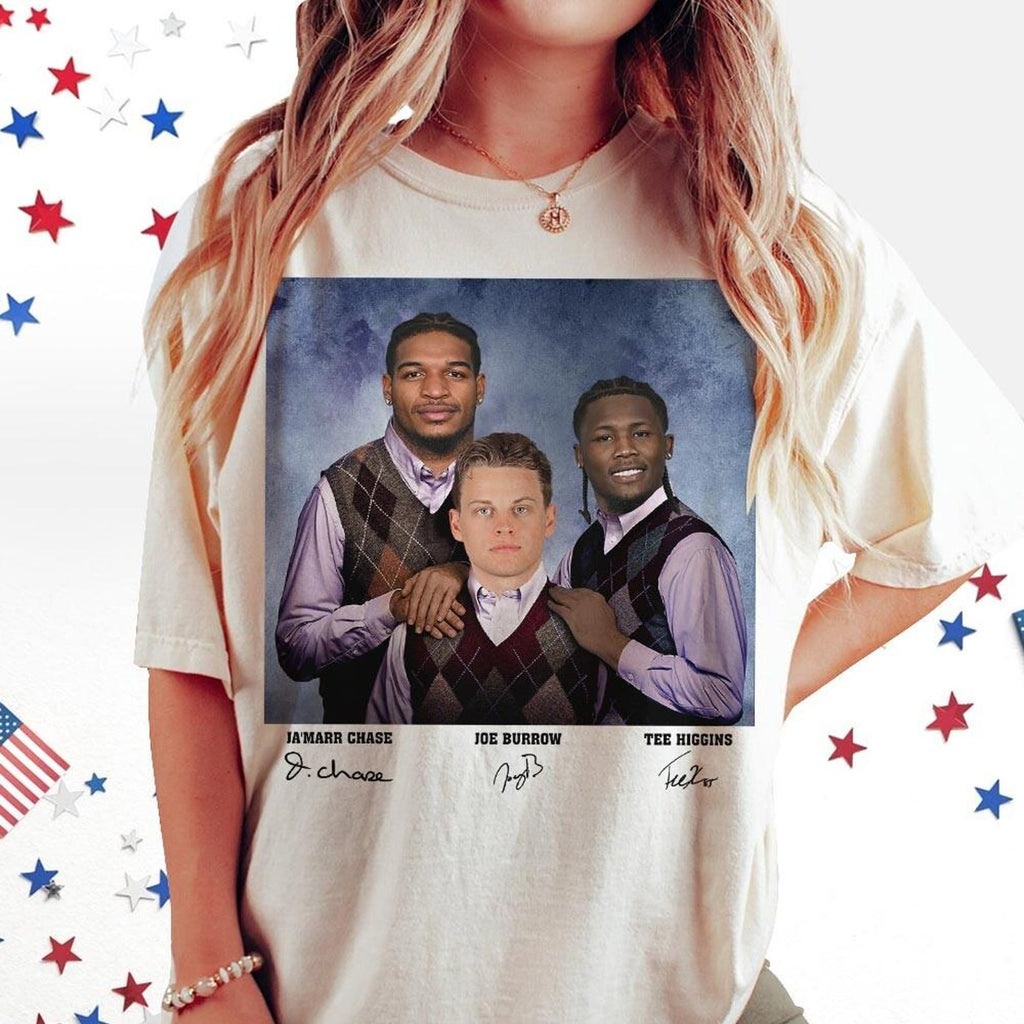 Ja'Marr Chase Joe Burrow Tee Higgins Football Shirt, Cincinnati Step Bros Tee, Funny Football Gift Unisex