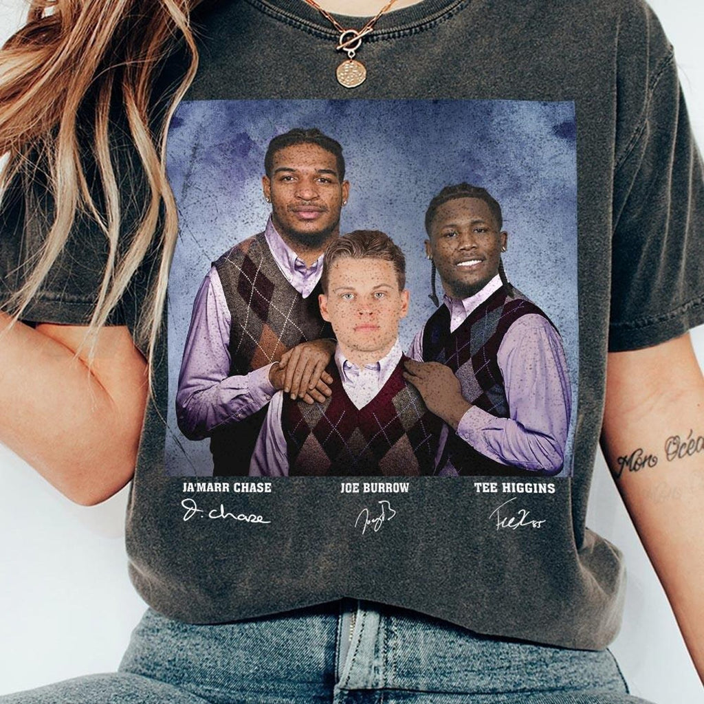 Ja'Marr Chase Joe Burrow Tee Higgins Football Shirt, Cincinnati Step Bros Tee, Funny Football Gift Unisex