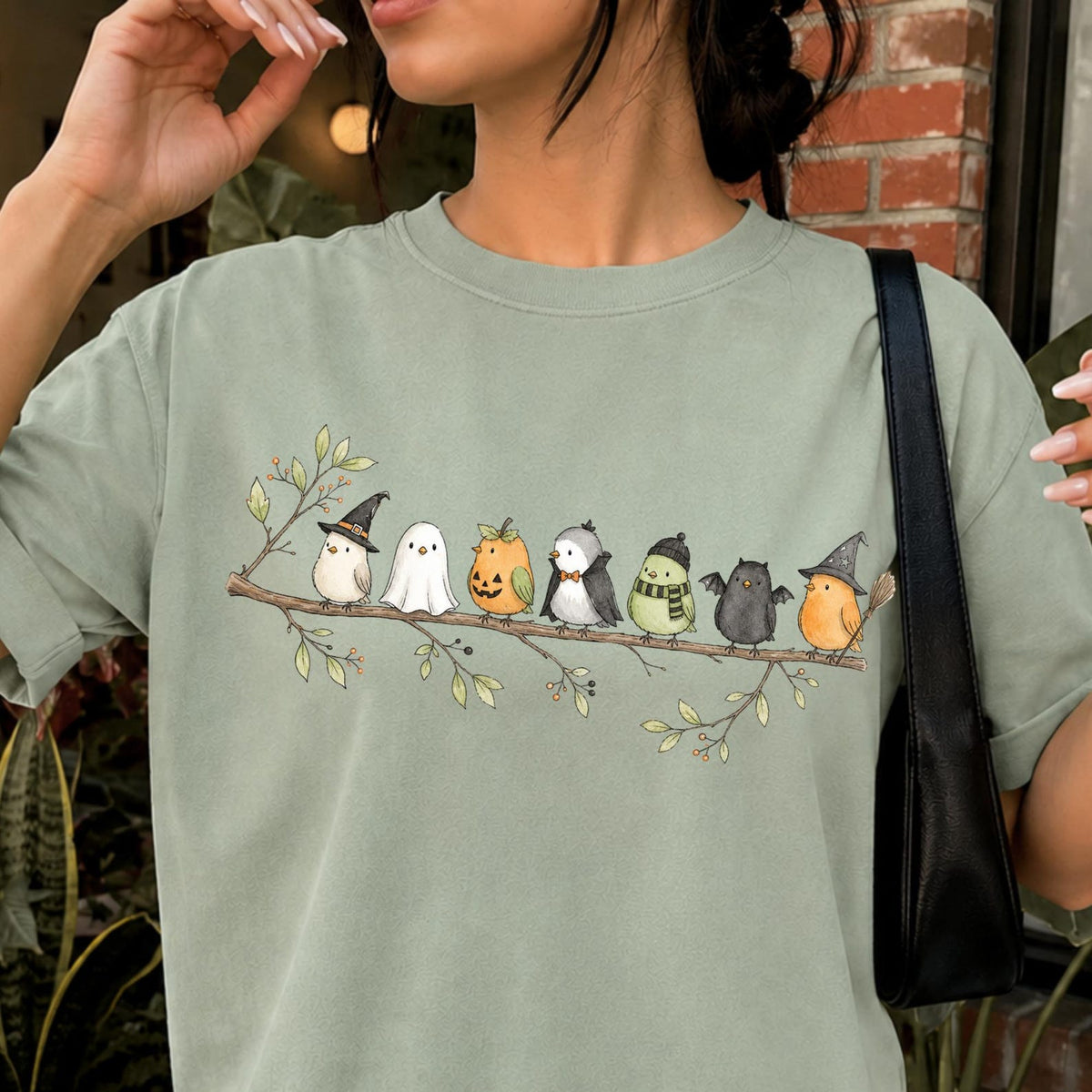 Halloween Bird Shirt, Birds on a Branch Tee, Cute Spooky Costume Birds, Bird Lover Gift, Comfort Colors® Fall Nature Lover Shirt