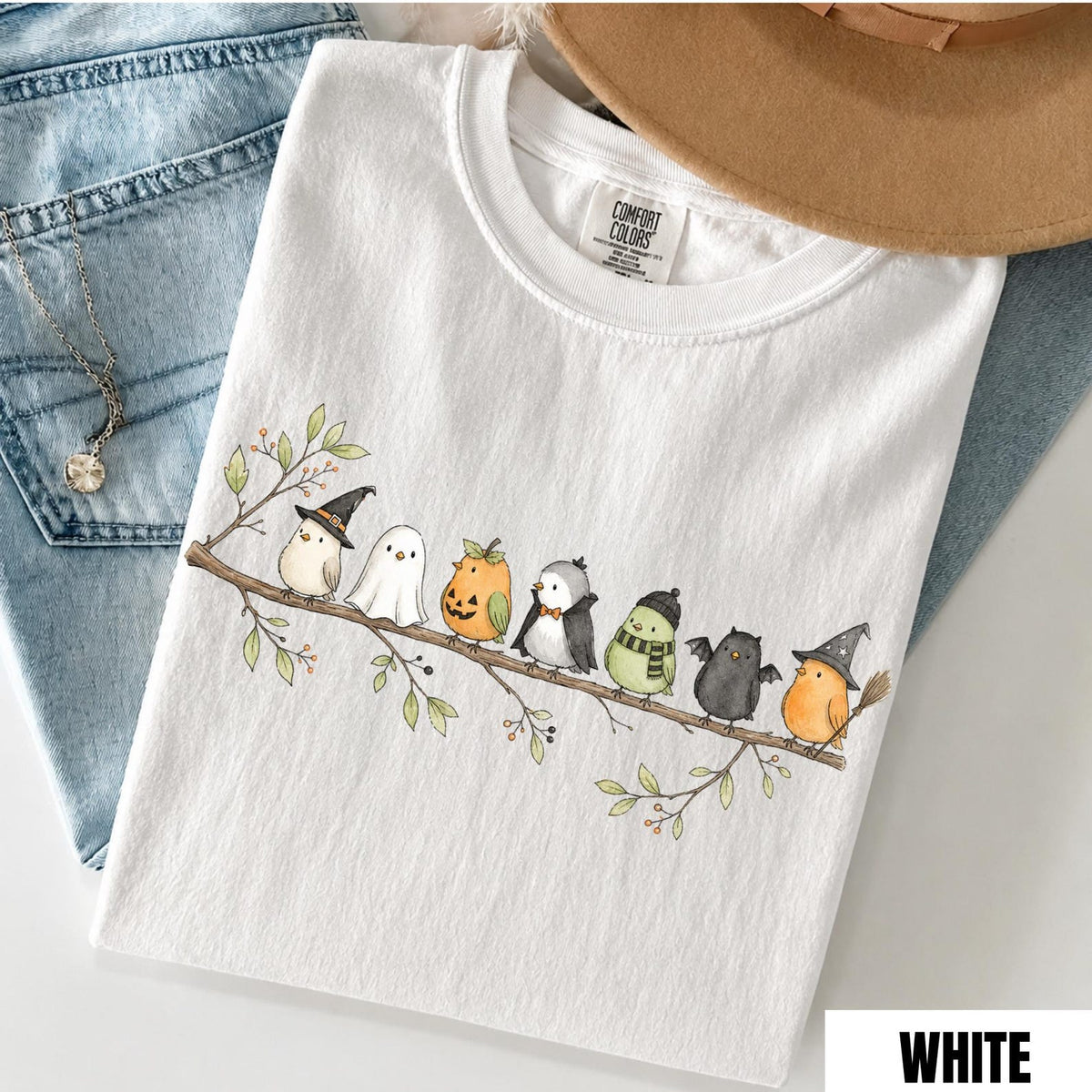 Halloween Bird Shirt, Birds on a Branch Tee, Cute Spooky Costume Birds, Bird Lover Gift, Comfort Colors® Fall Nature Lover Shirt