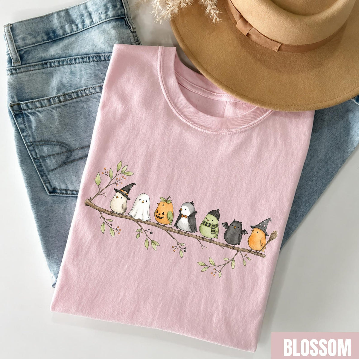 Halloween Bird Shirt, Birds on a Branch Tee, Cute Spooky Costume Birds, Bird Lover Gift, Comfort Colors® Fall Nature Lover Shirt