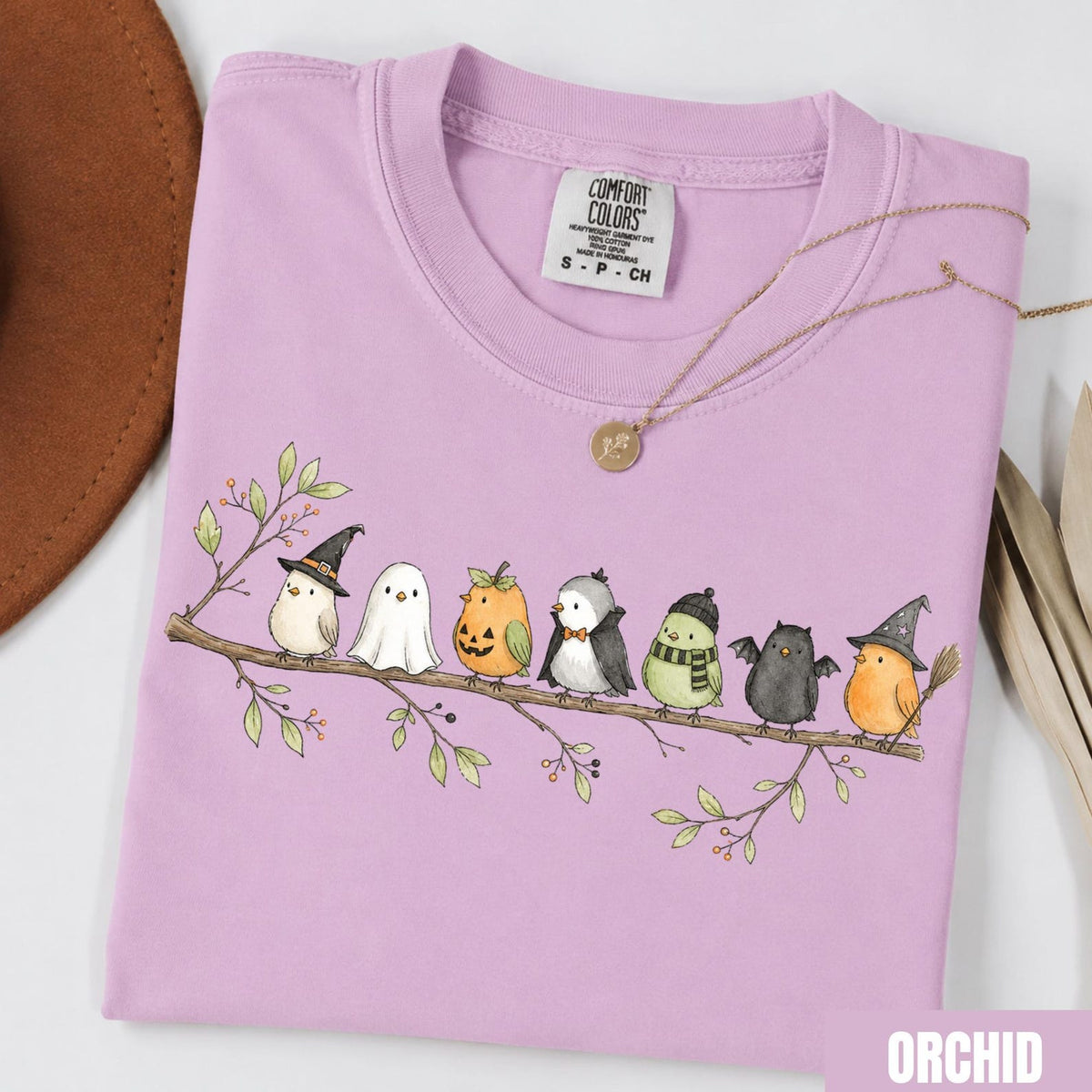 Halloween Bird Shirt, Birds on a Branch Tee, Cute Spooky Costume Birds, Bird Lover Gift, Comfort Colors® Fall Nature Lover Shirt