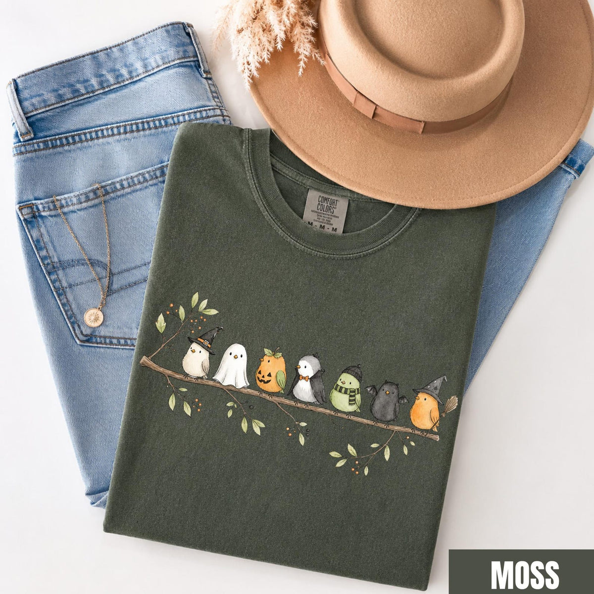 Halloween Bird Shirt, Birds on a Branch Tee, Cute Spooky Costume Birds, Bird Lover Gift, Comfort Colors® Fall Nature Lover Shirt