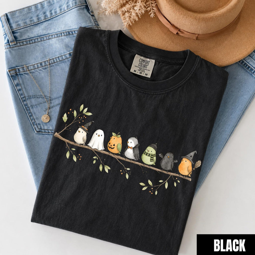 Halloween Bird Shirt, Birds on a Branch Tee, Cute Spooky Costume Birds, Bird Lover Gift, Comfort Colors® Fall Nature Lover Shirt