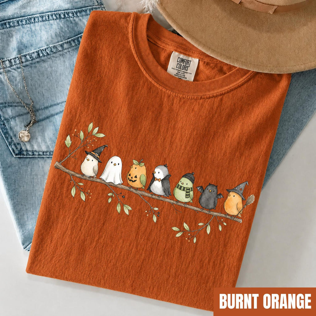 Halloween Bird Shirt, Birds on a Branch Tee, Cute Spooky Costume Birds, Bird Lover Gift, Comfort Colors® Fall Nature Lover Shirt