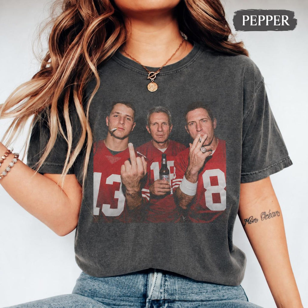San Francisco Football Shirt, Brock Purdy Joe Montana Dwight Clark Vintage Bootleg Tee, Game Day Graphic Shirt, Unisex Gift Tee